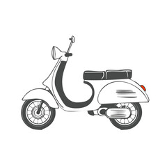 Obraz premium Retro Scooter Vector Illustration Classic Italian Moped with Detailed Sketch Style for Transportation Themes