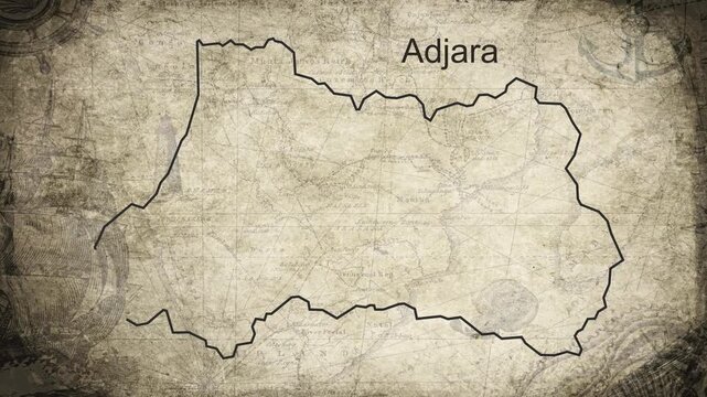 Adjara map drawn on a cartography background sheet of paper
