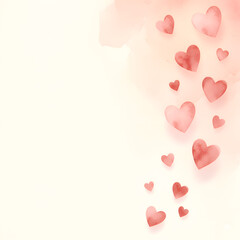 Watercolor Floating Hearts Valentine Background with Soft Pastel Copy Space