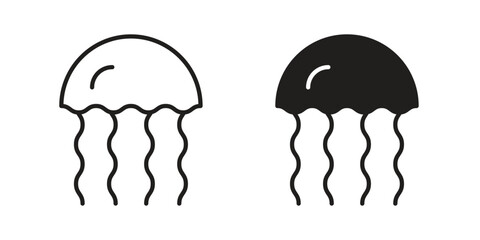 Jellyfish icons. Vector graphic. Editable vector stroke. EPS 10. © Ranveer