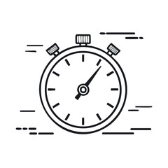Stopwatch Icon Illustration: Timing, Precision, and Speed Visualization in a Clean Line Art Style