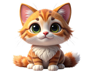 Fototapeta premium Cute cartoon cat character, 3D style, isolated on transparent background