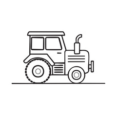 Obraz premium A Simplified Tractor Outlined in Black and White, a Farming Icon