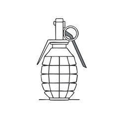 Naklejka premium Hand Grenade Isolated, Black and White Line Art, Military Weapon, Explosive