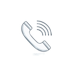 Fototapeta premium Phone Handset Vector Sketch Illustration Calling Communication Hotline Support Line Concept, Telephone Receiver Outline Drawing Icon, Call Signal Icon