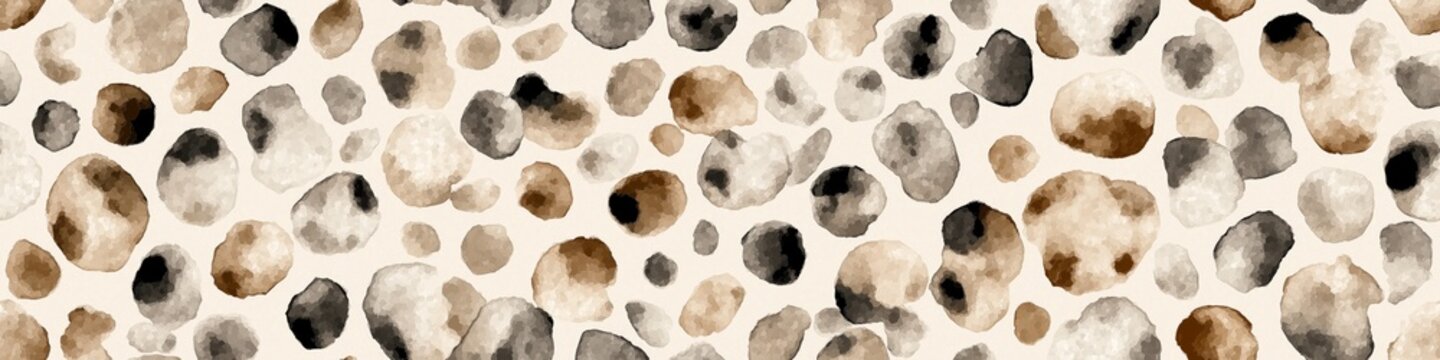 Neutral muted leopard spots seamless pattern design. Abstract animal print background with watercolor style gray and brown spots on white