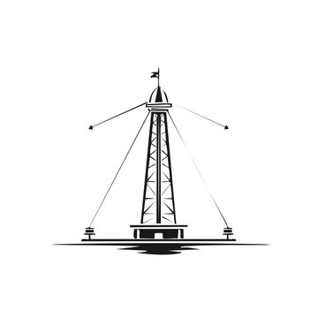 Wardenclyffe Tower Black and White Illustration on White Background