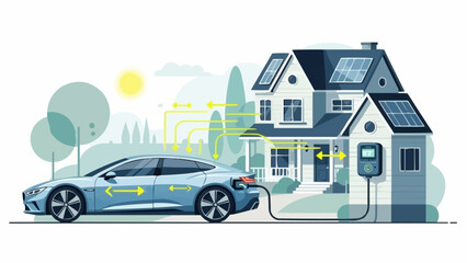 Electric car charging at solar powered home.