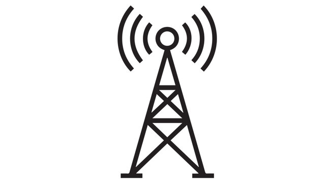 Radio tower with signal waves icon isolated on transparent background