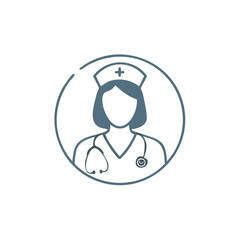 Obraz premium Nurse avatar icon portraying a professional healthcare worker in uniform with stethoscope. Medical care service. Healthcare professional