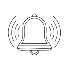 Fototapeta premium Hand Drawn Bell Icon Ringing with Sound Waves Illustration Minimalist Line Art Style Depicts Alert and Reminder