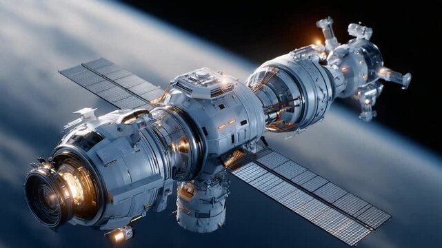 Space Station: A detailed depiction of a space station, floating against the backdrop of Earth, and solar panels reflecting sunlight, is an ode to human ingenuity and the spirit of exploration.