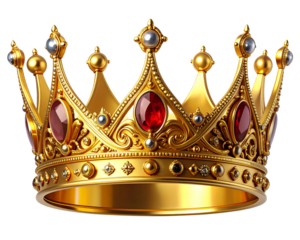 Golden crown jewel, luxury style, isolated on transparent background