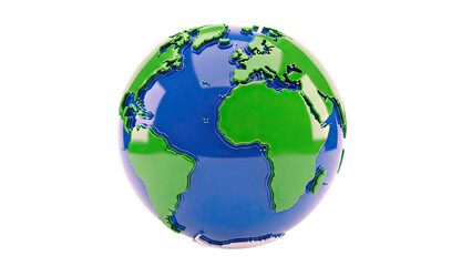 3D Globe of Earth with Green Continents and Blue Oceans