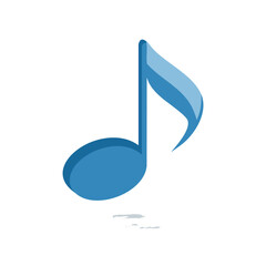 Obraz premium Blue Three Dimensional Musical Note Symbol Illustration on White Background