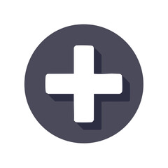 Obraz premium White Addition Symbol in a Flat Style with Shadow Against Dark Circle Backdrop