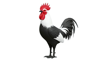 Black and White Rooster with Red Comb