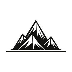 Simple Black and White Mountain Landscape Logo with Peaks and a Base Line Graphic Design Element