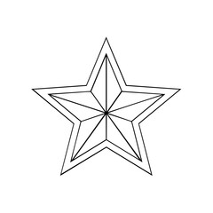 Obraz premium Star Symbol Outline: Geometric Five-Pointed Star with Double Border Shape, Line Art Illustration