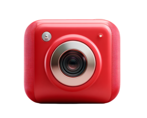 Red Camera Icon 3D Render Isolated on Black Background
