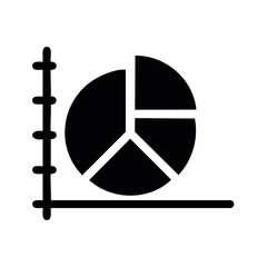 Black Round Pie Chart Graph Icon Illustration with Scale for Statistical Data