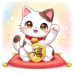 ゆるかわ招き猫のイラスト（福を呼ぶ開運キャラ）