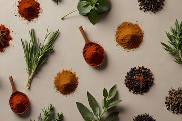 Minimal spice & herbs shadow background