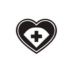 Obraz premium Heart Symbol with Nurse Cap and Cross Icon Healthcare Essential Worker Support