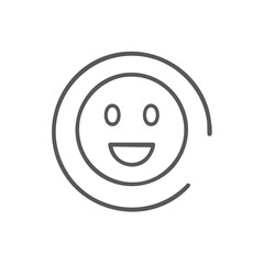 Fototapeta premium Smiling face outline icon within circle, social media symbol, expressing happy positive emotion