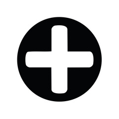 Obraz premium Simple White Plus Sign Encased in Black Circle Graphic for Addition, Healthcare, or Positive Concepts Symbol