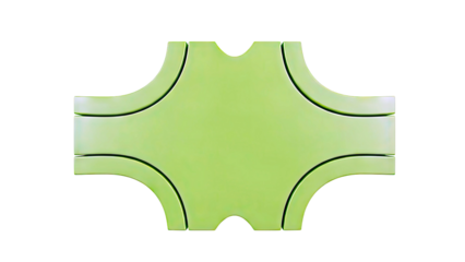Green interlocking puzzle piece with curved edges
