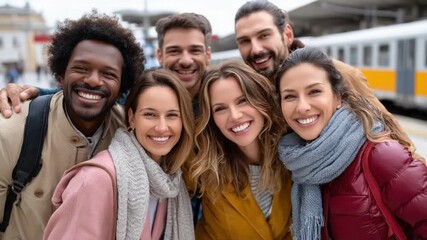 Diverse Smiles: A group of friends, representing a spectrum of backgrounds and ages, radiates warmth and friendship.