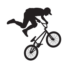 Obraz premium A dynamic silhouette of a biker performing an aerial trick on a bmx bike