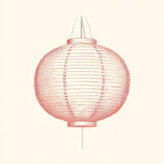 Pink paper lantern illustration against cream background