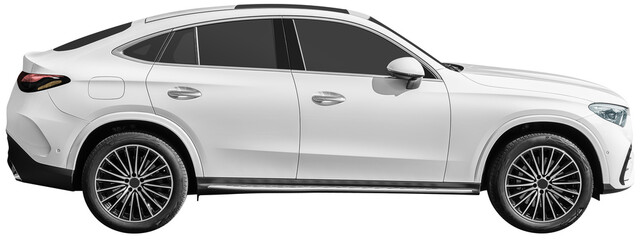 Side view white modern car