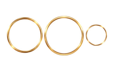 PNG Luxury golden circular frames set with metallic glow. Elegant 3D gold rings set isolated on transparent background for premium design, wedding, branding and decorative visual elements.