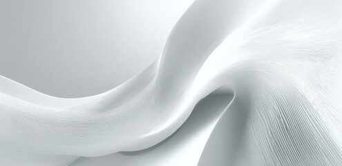Abstract white flowing shape with textures, curves, and light