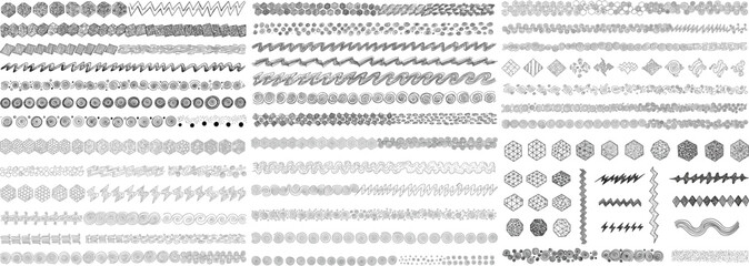 Obraz premium A diverse collection of graphic patterns, featuring various shapes and lines in monochrome.