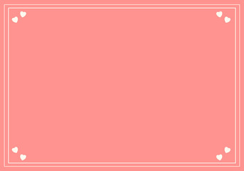 心ときめくピンクの背景に、上品なホワイトフレームとキュートなハートの装飾