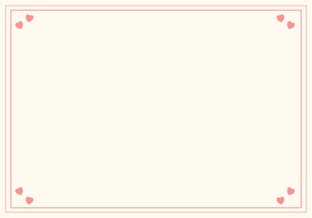 バレンタインデー、母の日、ウェディングに！ピンクのハートとフレームのキュートな背景イラスト