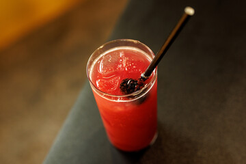 Red Berry Cocktail With Ice and Fresh Garnish