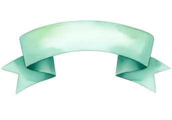 Green ribbon banner isolated on transparent background for decoration and design