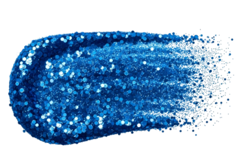 Blue glitter eyeshadow smudge isolated on transparent background for makeup