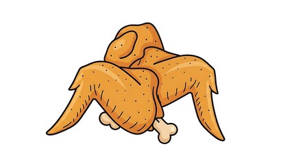 Obraz premium Cartoon fried chicken wing isolated on white background