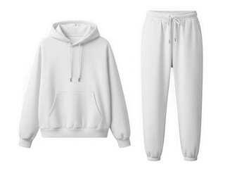 White hoodie and sweatpants set isolated on transparent background isolated on transparent background