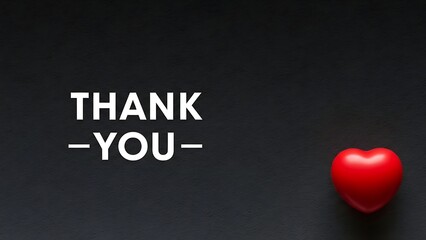 Minimal Thank You Typography Design with Heart Symbol on Dark Background