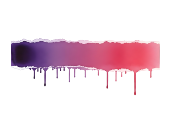 Vibrant purple and red gradient paint drips on transparent background