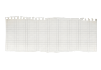 A sheet of paper with a grid pattern isolated on transparent background