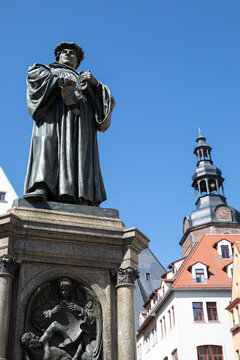 Luther statue in Lutherstadt Eisleben, Germany