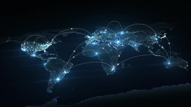 Global business connectivity illustrating digital information transfer and worldwide communication networks for international corporate growth and technolog.